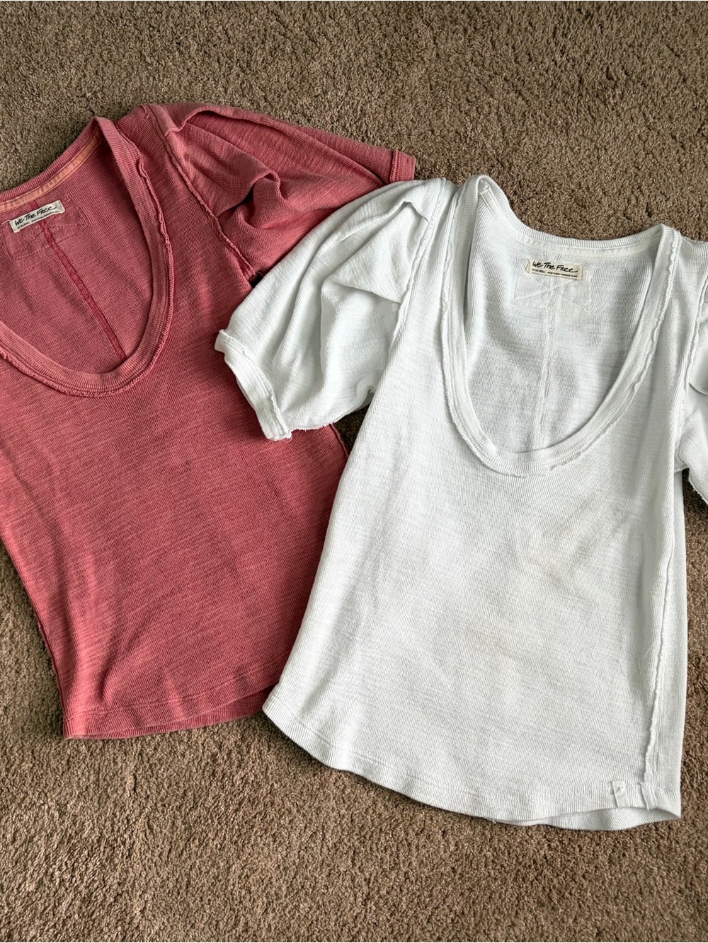 Free People Scoop Neck Tee Bundle Sale - White & Dusty Rose XS